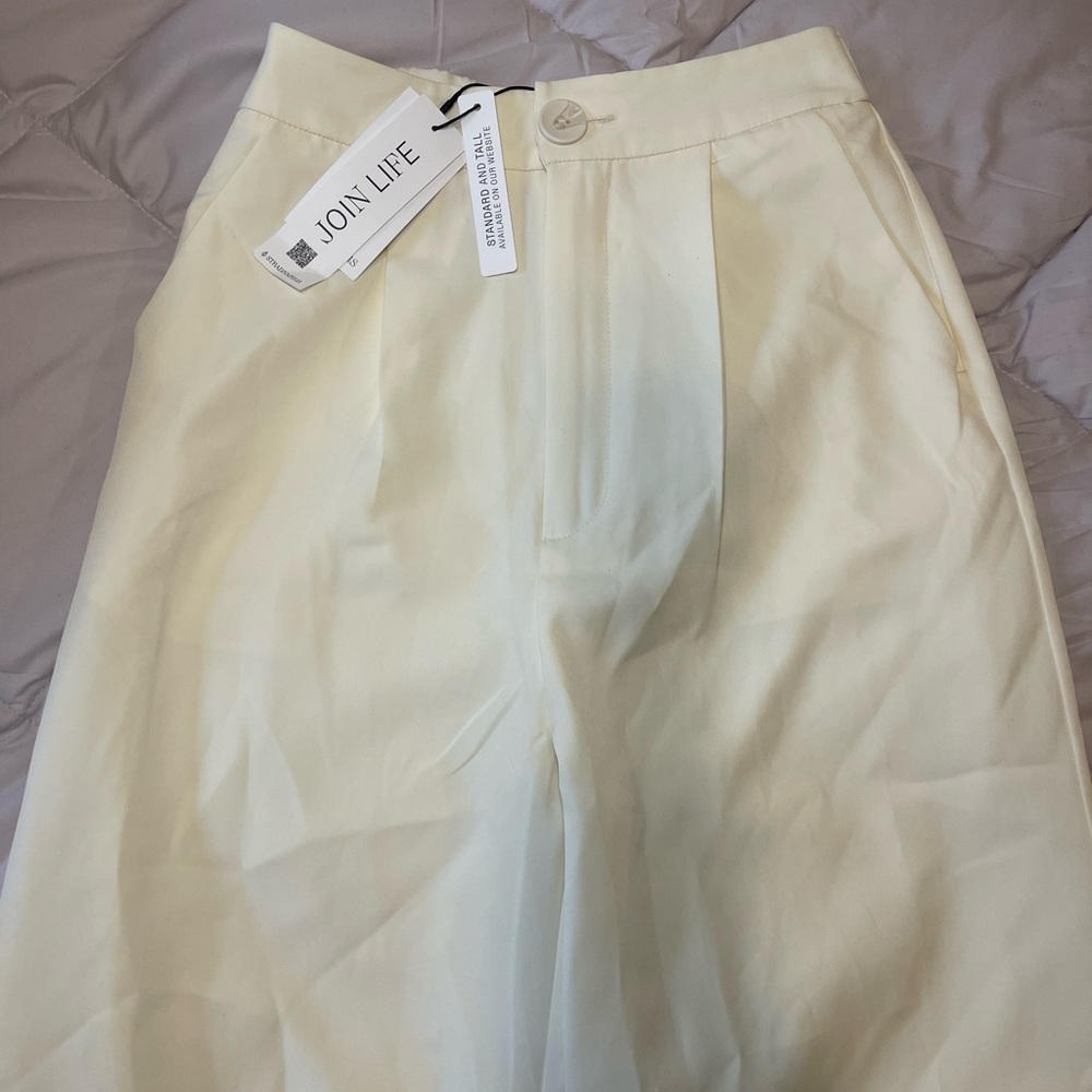 Ecru High Waisted Trousers dress pants